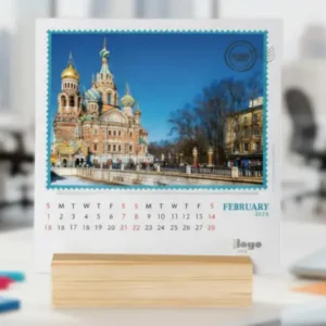Small Square Wooden Base Calendar